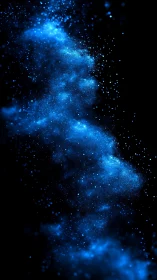 Blue cosmic dust stream over deep black void background.