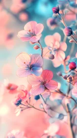 Delicate pink flowers with shallow depth of field reveal botanical structure.