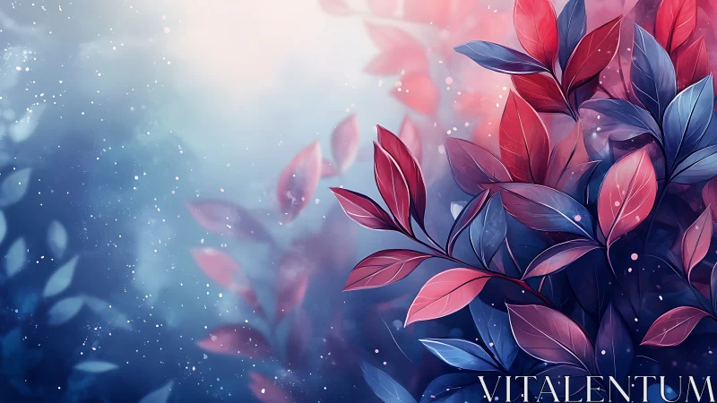 Digital painting of bicolor foliage in atmospheric gradient field.