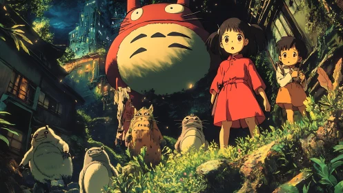 Childhood friends wander a glowing forest with gentle spirits