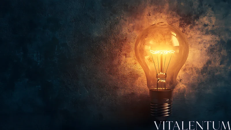 Illuminated tungsten bulb is mounted before textured wall