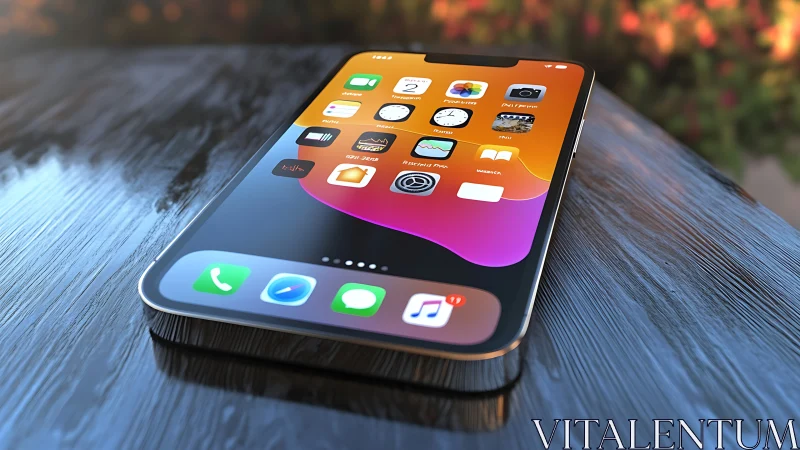iPhone 13 Pro Max 3D rendering showcasing dynamic color gradient interface and app ecosystem