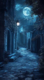 Moonlit cobblestones whisper secrets down the blue alley