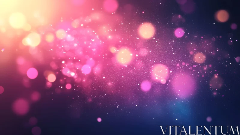 Vibrant pink and gold bokeh lights on a dark abstract background.