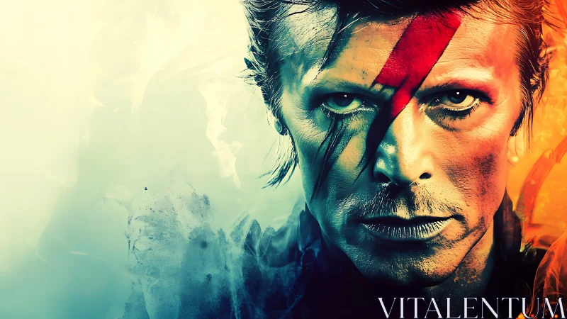 High-contrast digital portrait with split-complementary color lighting