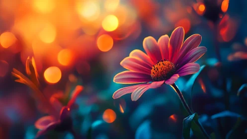 Blazing Petals Dance Against Night's Electric Embrace