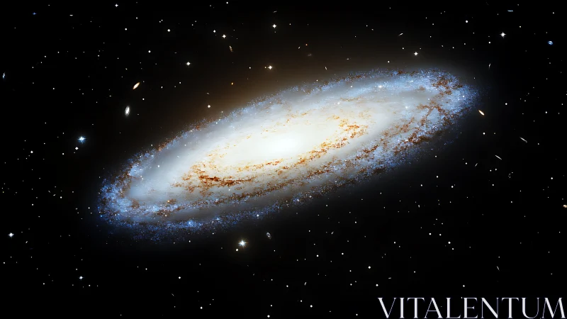 Gentle spiral galaxy glowing softly in the quiet night sky.