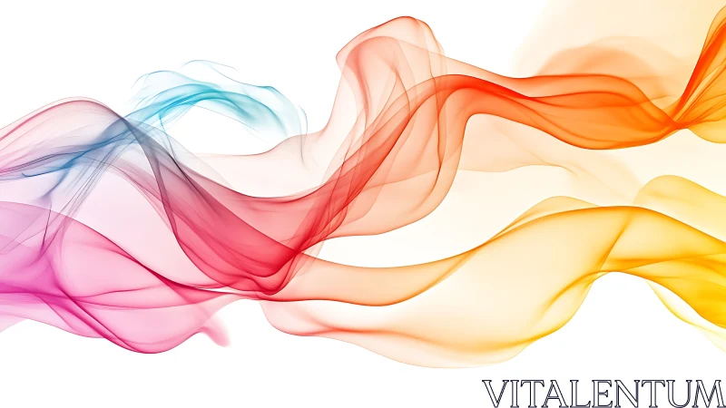 Chromatic translucent waveforms flow across a white field