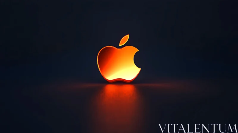 Luminescent Apple Logo Against Dark Backdrop.