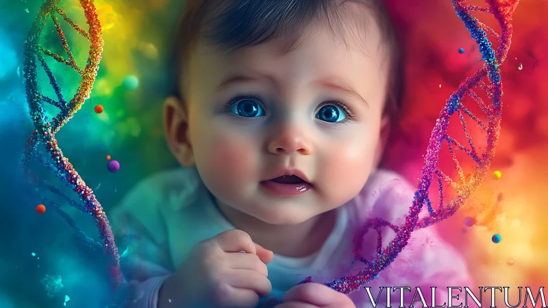 Infant Subject with Helical DNA Motifs and Chromatic Gradient Field.