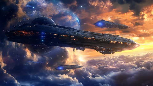 Hypersonic orbital carriers transiting stratocloud nebulae.