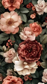 Vintage Botanical Garden: Lush Floral Arrangement Dark Background