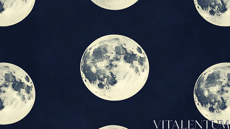 Gentle moons drifting in a deep, midnight-blue sky pattern.