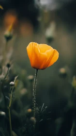 Golden California Poppy with Focused Bokeh Depth