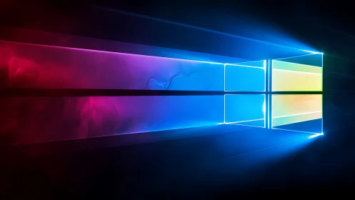 Color-swept digital window glowing through the dark night.