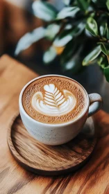 Creamy latte art in a cozy corner cup of morning comfort.