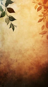 Vintage textured background with autumn and green leaves border