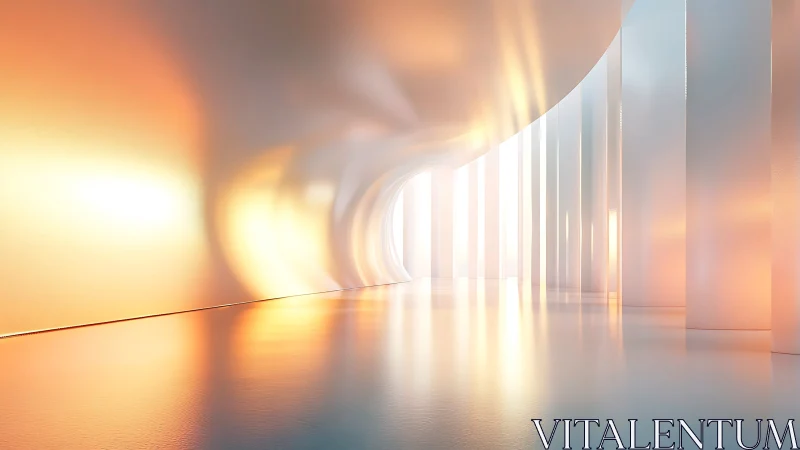 Luminous Corridor with Volumetric Light and Geometric Perspective