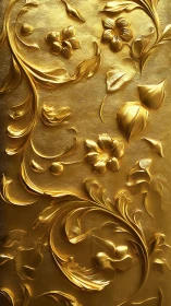 Ornate golden floral relief with swirling baroque leaves.