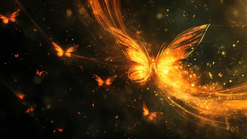 Luminous fractal butterflies in turbulent particle wake field.
