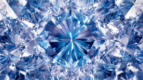 Facet-rich crystalline refraction field with radial symmetry.