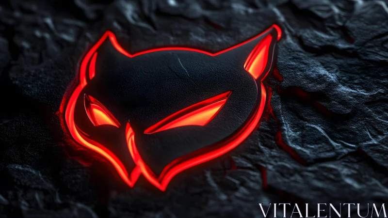 Futuristic black fox head logo with glowing red neon outline.