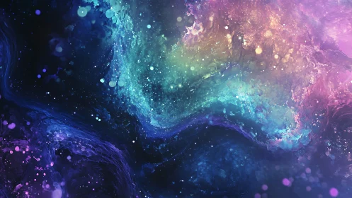 Multicolored nebula-like digital field occupies the full frame