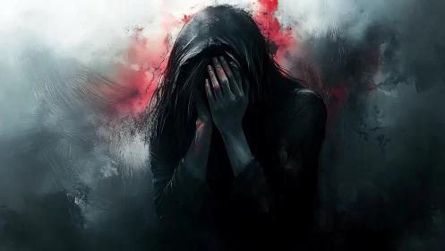 Shrouded sorrow folds into crimson mist and hushed thunder