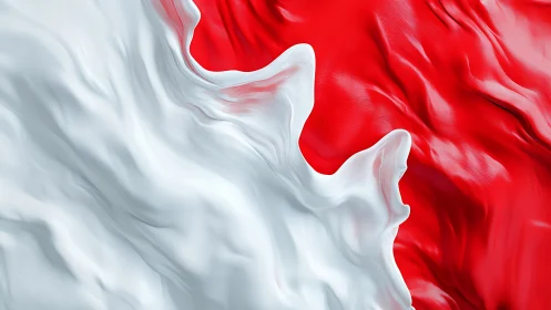 Fluid white splash cresting over vivid red silk field.