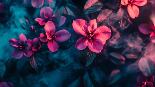 Neon Petals Bloom in Twilight Haze.