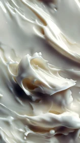 Macro fluid topology of viscous cream folds in motion.