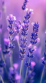 Purple Lavender Dreams: Three Blooms Dancing in Soft Haze