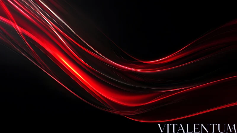 Crimson light trails flowing across deep black space.