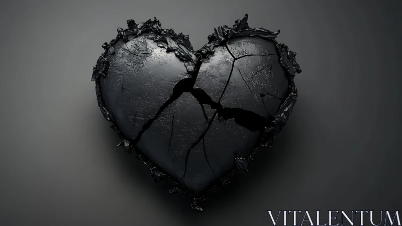 Black Heart Form With Organic Fracture Topology.