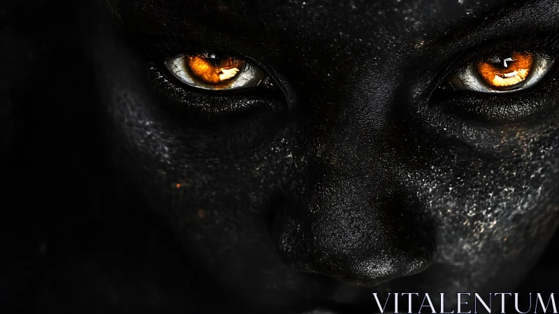 Golden eyes glow warmly against a mysterious dark face