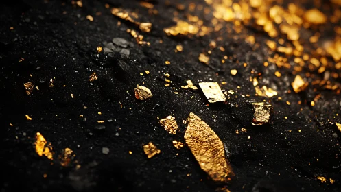 Gold shards on midnight ash, scattered like quiet fireworks.