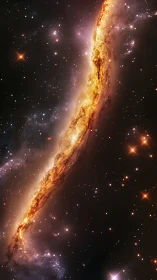Starlit galactic river curls through velvet-black cosmos