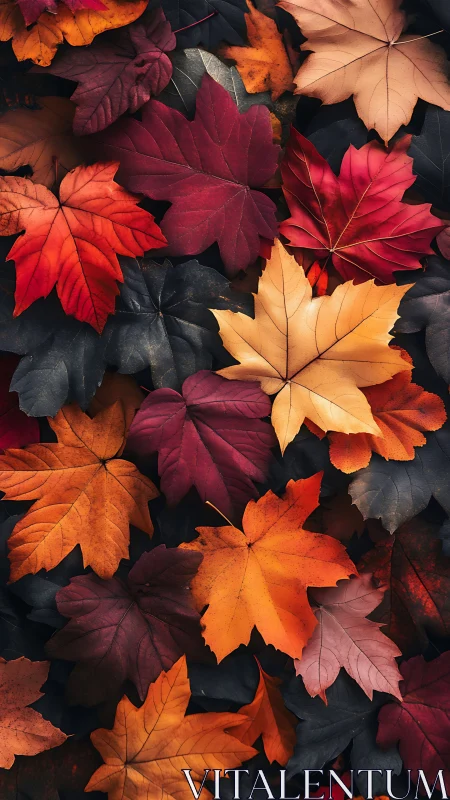 Velvet ember leaves in moody autumn tapestry hush.