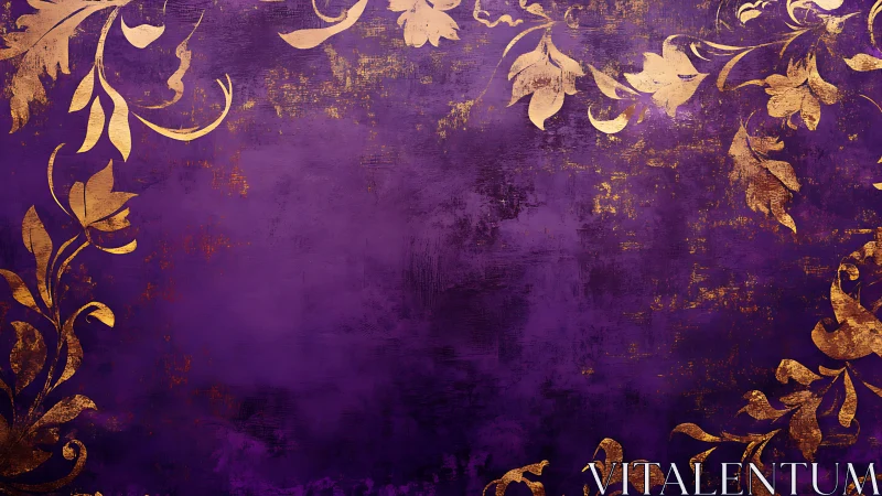 Regal violet canvas crowned with shimmering gilded vines.
