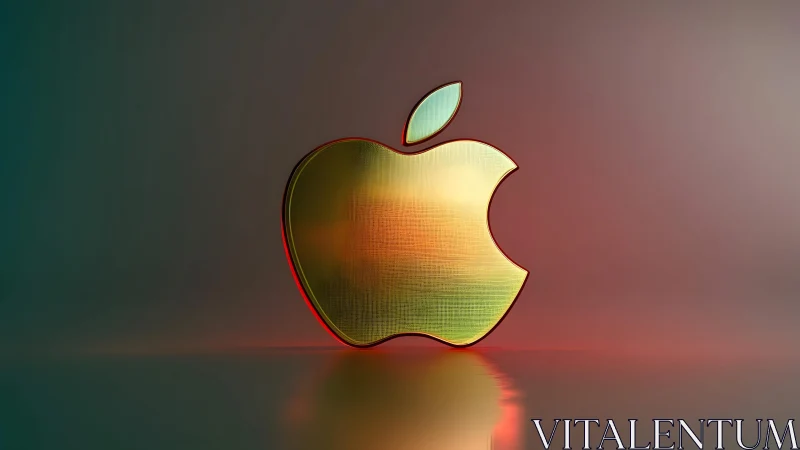 Golden Apple Logo in Modern 3D Metallic Style with Soft Lighting.