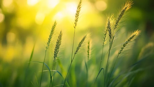 Backlit wild grass forms a luminous botanical field study