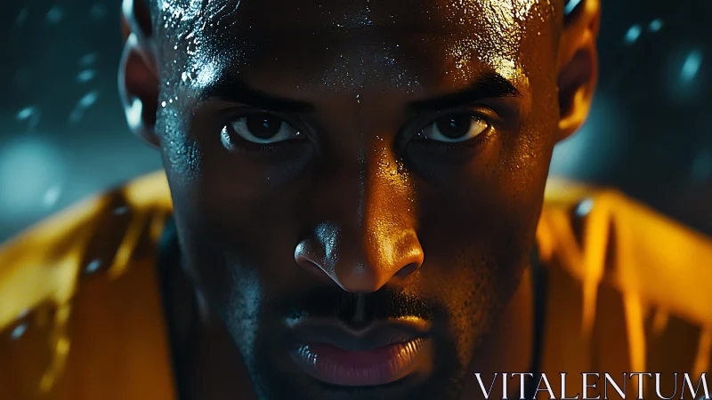 Hyper-detailed close-up portrait with cinematic wet skin lighting