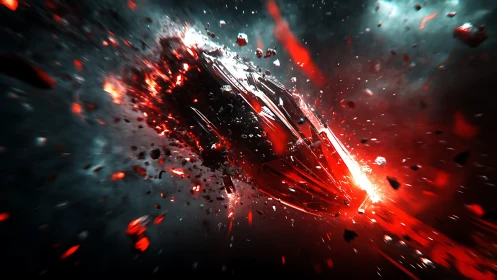 Star-skipping ember-ship rips open a molten corridor of night