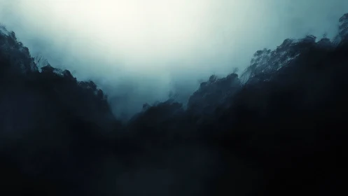 Atmospheric Mountain Ridge: Layered Mist and Silhouetted Peaks.