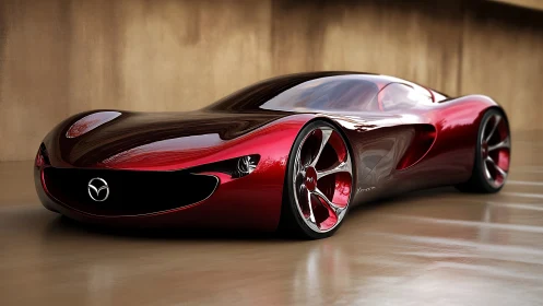 Mazda-branded red concept supercar rendered in studio lighting