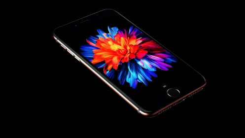 Premium smartphone display vibrant digital flower artwork.