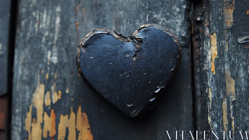 Heart Sculpted from Weathered Darkness Beats Against Decay