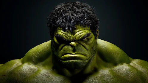 Hyperrealistic green mutant bust under dramatic studio lighting