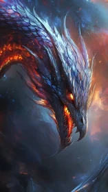 Starless sky cracks as a flame-scaled dragon descends