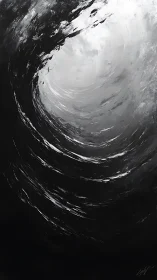 Monochrome vortex with concentric swirling brush textures.